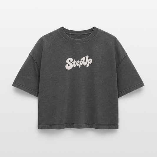 Don+t talk - Frauen Acid-Washed T-Shirt - Schwarz Acid Wash