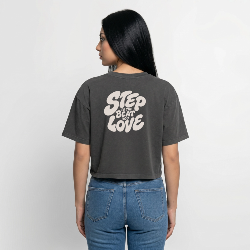 Step Beat Love - Frauen Premium Acid-Washed T-Shirt - Schwarz Acid Wash