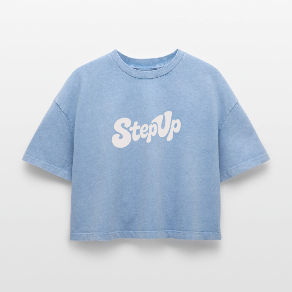 Step Beat Love - Frauen Premium Acid-Washed T-Shirt - Blau Acid Wash