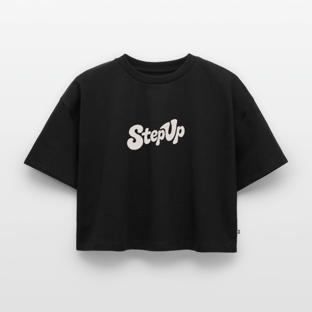 Step Beat Love - Frauen Premium Oversized Bio Cropped T-Shirt - Schwarz