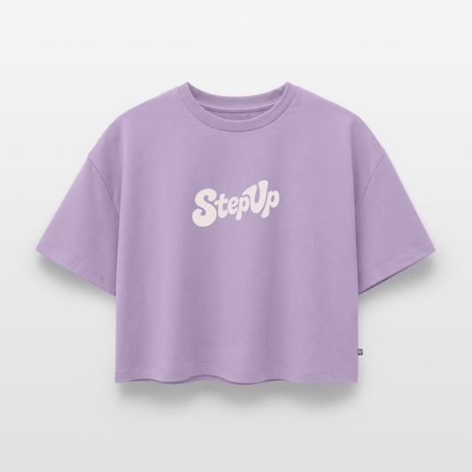 Step Beat Love - Frauen Premium Oversized Bio Cropped T-Shirt - Lavendel