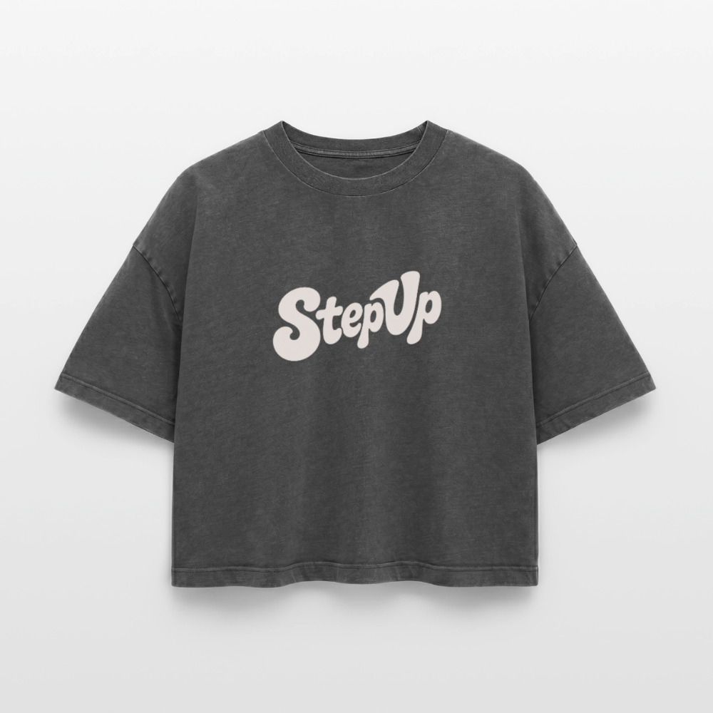 Step Beat Love - Frauen Premium Acid-Washed T-Shirt - Schwarz Acid Wash