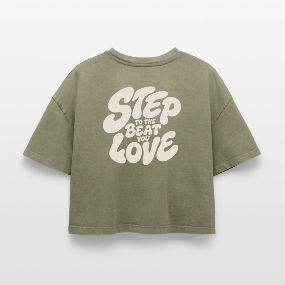 Step Beat Love - Frauen Premium Acid-Washed T-Shirt - Grün Acid Wash