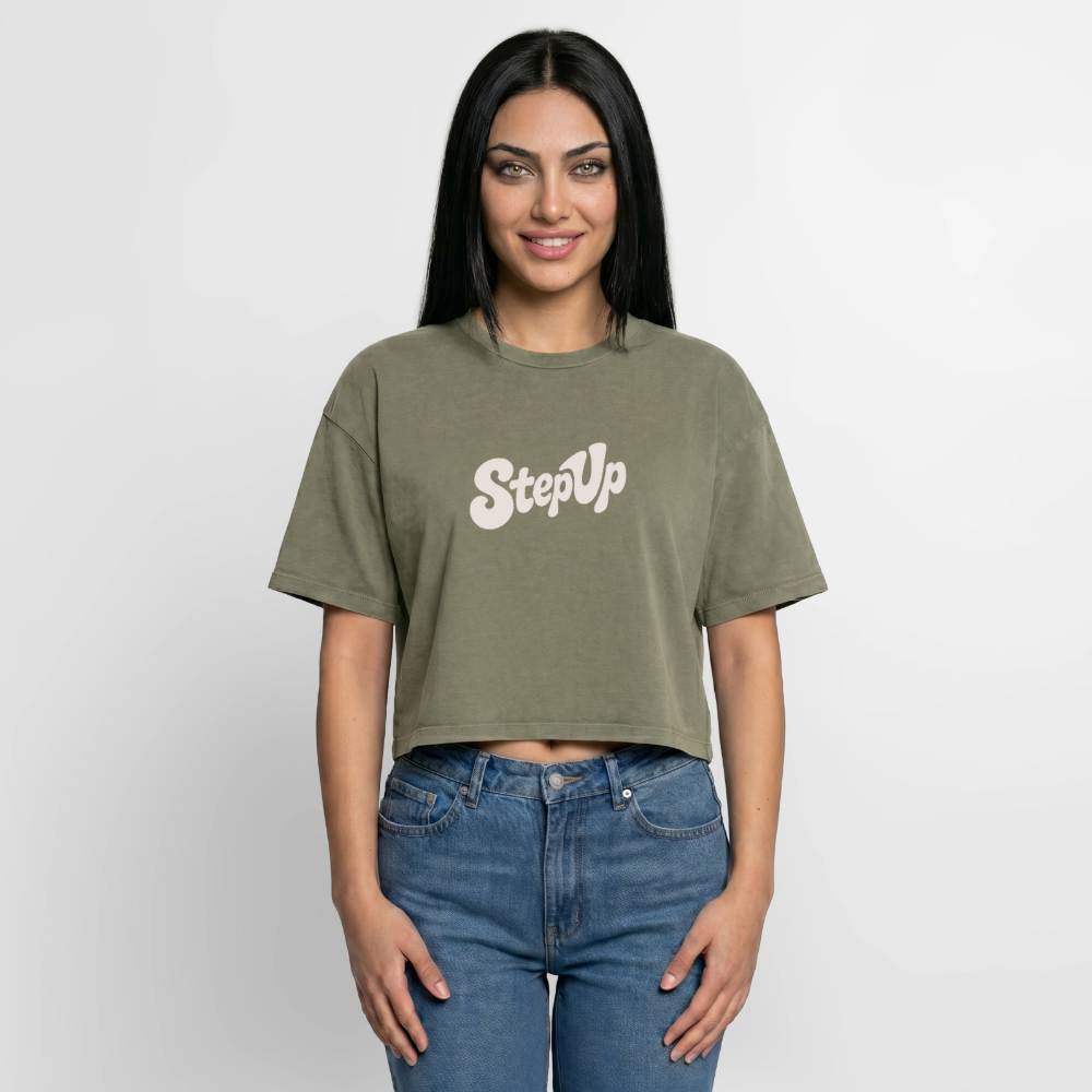 Step Beat Love - Frauen Premium Acid-Washed T-Shirt - Grün Acid Wash