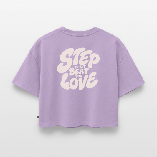 Step Beat Love - Frauen Premium Oversized Bio Cropped T-Shirt - Lavendel