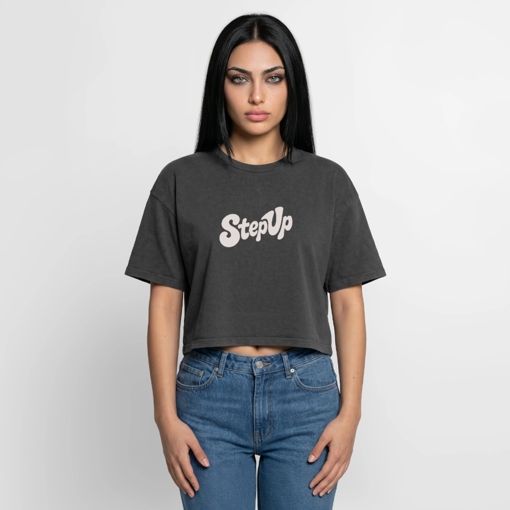 Step Beat Love - Frauen Premium Acid-Washed T-Shirt - Schwarz Acid Wash