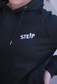 StepUp weißes Logo | Schwarzes Bio Baumwoll Crop Shirt